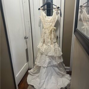 Elegant Cream Ruffled Gown